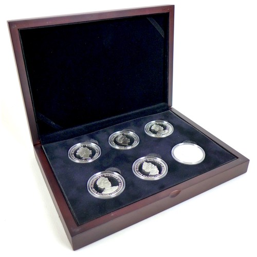 131 - A limited edition Elizabeth II silver proof six £5 coin set, 2015 'H.M. Queen Elizabeth II Portraits... 