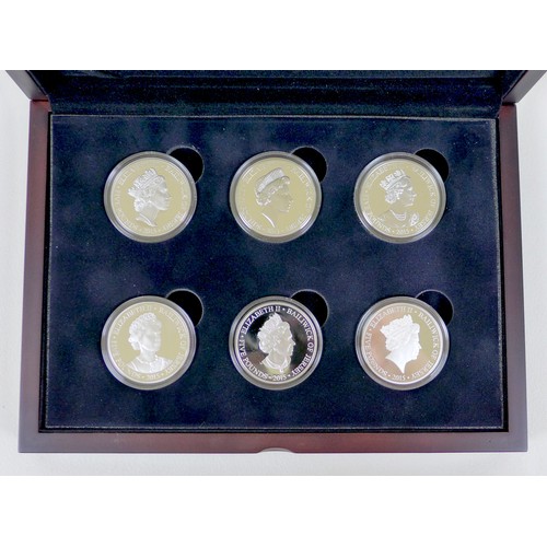 131 - A limited edition Elizabeth II silver proof six £5 coin set, 2015 'H.M. Queen Elizabeth II Portraits... 