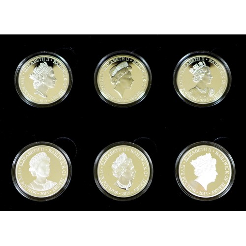 131 - A limited edition Elizabeth II silver proof six £5 coin set, 2015 'H.M. Queen Elizabeth II Portraits... 