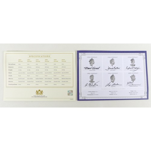 131 - A limited edition Elizabeth II silver proof six £5 coin set, 2015 'H.M. Queen Elizabeth II Portraits... 