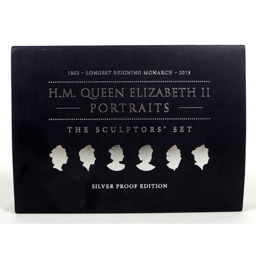 131 - A limited edition Elizabeth II silver proof six £5 coin set, 2015 'H.M. Queen Elizabeth II Portraits... 