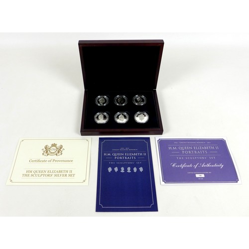 131 - A limited edition Elizabeth II silver proof six £5 coin set, 2015 'H.M. Queen Elizabeth II Portraits... 