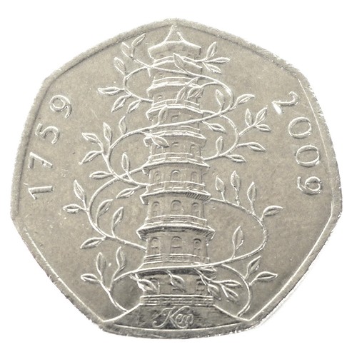 138 - A scarce 2009 Kew Gardens 50p commemorative coin, circulated.