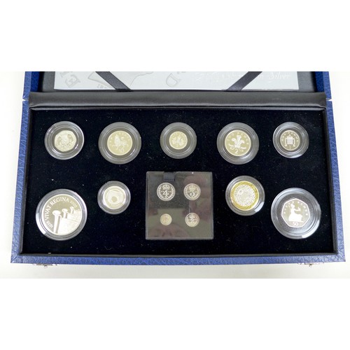 135 - An Elizabeth II Royal Mint silver set, 2006 'The Queen's 80th Birthday Collection', comprising £5, £... 