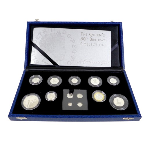 135 - An Elizabeth II Royal Mint silver set, 2006 'The Queen's 80th Birthday Collection', comprising £5, £... 