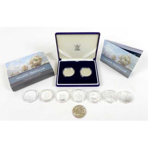 134 - A collection of Elizabeth II and other silver coins, comprising a 2005 Royal Mint '20th Anniversary ... 