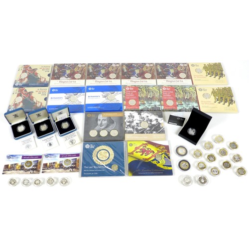 122 - A collection of Elizabeth II Royal Mint issue silver proof and brilliant uncirculated £2 and £1 coin... 