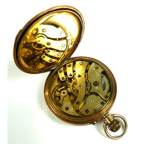 62 - A Victorian 9ct gold pocket watch, open faced, keyless wind, with golden Roman numeral dial, subsidi... 