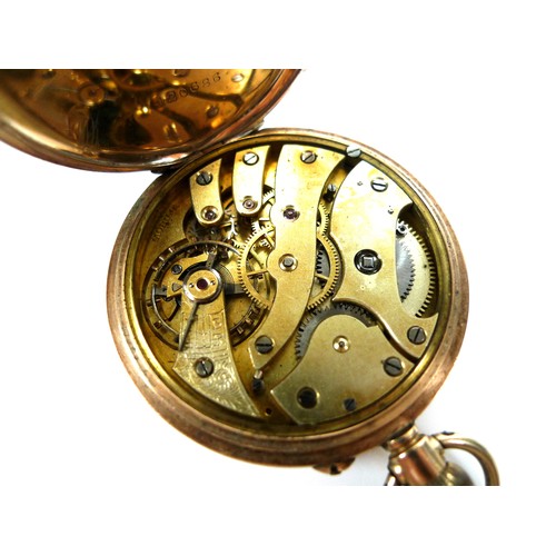 62 - A Victorian 9ct gold pocket watch, open faced, keyless wind, with golden Roman numeral dial, subsidi... 