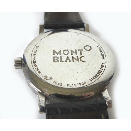 90 - A Montblanc gentleman's stainless steel wristwatch, model Summit 7045, circular dial with black oute... 