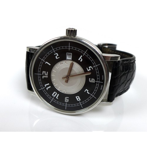 90 - A Montblanc gentleman's stainless steel wristwatch, model Summit 7045, circular dial with black oute... 