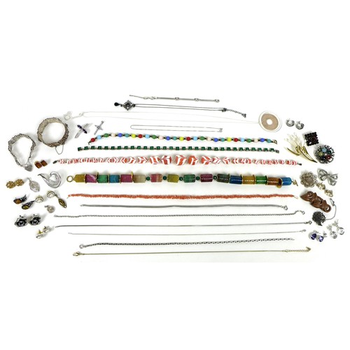 249 - A small collection of costume jewellery, including a silver bracelet with heart padlock, two other b... 