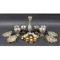 A set of six Cristofle goblet style silver plated egg cups, stamped 'Cristofle' to base rims, each 5... 