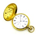 A Victorian 18ct gold cased full hunter pocket watch, by Joyce Murray, number 7125, keyless wind, th... 
