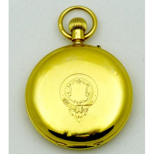 67 - A Victorian 18ct gold cased full hunter pocket watch, by Joyce Murray, number 7125, keyless wind, th... 