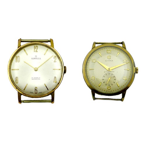 77 - A mid 20th century gent's watch head by Services, 32mm case, boxed, together with a similar watch he... 