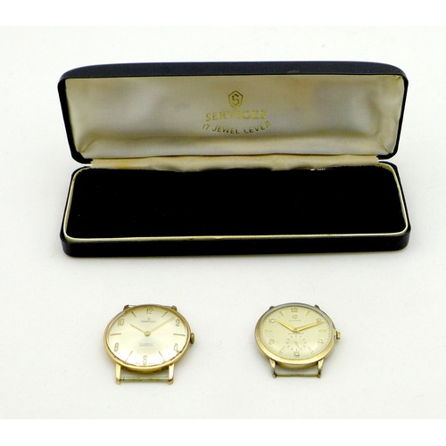 77 - A mid 20th century gent's watch head by Services, 32mm case, boxed, together with a similar watch he... 