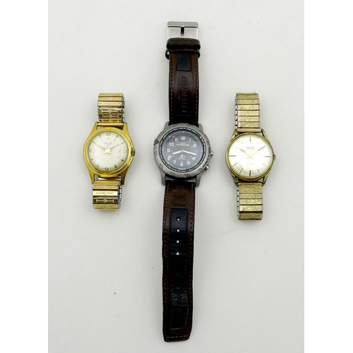 70 - A group of three gentleman's wristwatches, comprising a Lacorda gold plated wristwatch, circular dia... 