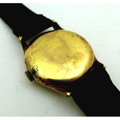 71 - A vintage Novoris gold plated gentleman's wristwatch, circa 1950, circular black dial with gold and ... 