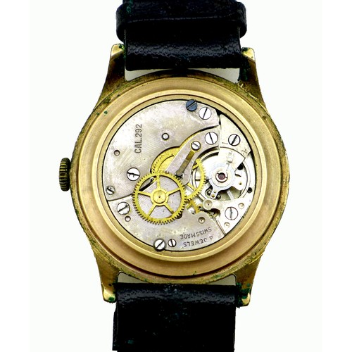 71 - A vintage Novoris gold plated gentleman's wristwatch, circa 1950, circular black dial with gold and ... 