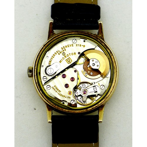 79 - A Universal Geneve Automatic 9ct gold cased gentleman's wristwatch, circa 1970s, the circular silver... 