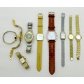 A group of nine modern wristwatches, including a Seiko stainless steel and gold plated watch, two Ro... 