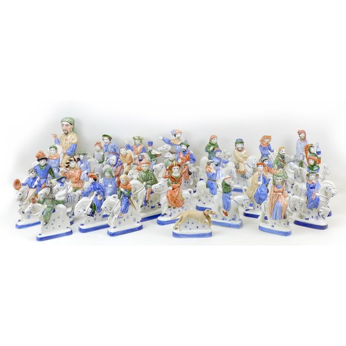 48 - A complete set of thirty-eight Chaucer's Canterbury tales series of figurines by Rye Pottery, includ... 