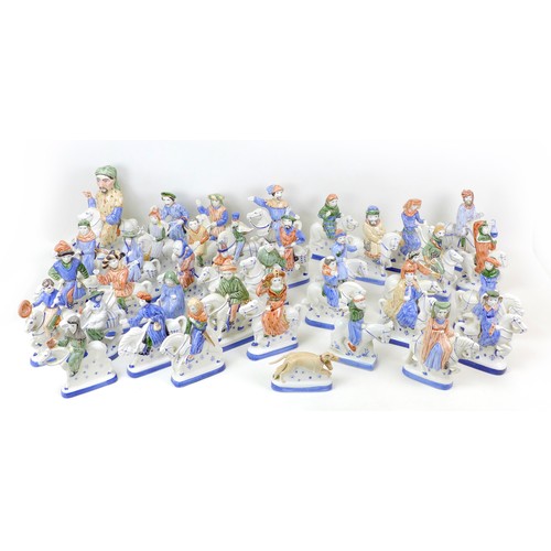 48 - A complete set of thirty-eight Chaucer's Canterbury tales series of figurines by Rye Pottery, includ... 