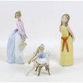 Three Lladro figurines, comprising 'Opening night' 5498, 'Basket of Love' 7622, 'Naughty girl with s... 