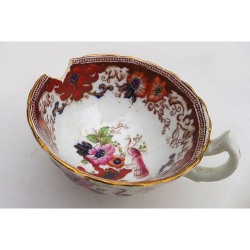 6 - A Victorian part tea set, decorated in Imari palette with flowers, and four Victorian Mason's jugs, ... 
