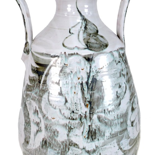 22 - Alan Caiger-Smith MBE (British, 1930-2020): a large studio pottery twin handled vase, circa 1985, wi... 