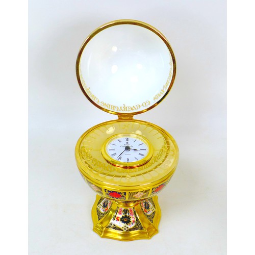 58 - Three Royal Crown Derby paperweights, comprising a 'Millenium Globe Clock', 'Millenium Globe Baromet... 