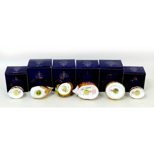 53 - Six Royal Crown Derby paperweights, modelled as a Two Spot Ladybird, 3.5cm high, Blue Ladybird, 3.5c... 