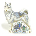 A Royal Crown Derby paperweight, modelled as a Husky dog, limited edition numbered 112/750, with gol... 