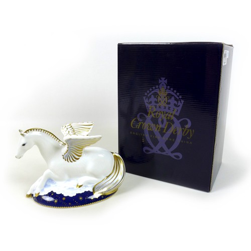49 - A Royal Crown Derby paperweight, modelled as Pegasus, limited edition numbered 995/1750, with gold s... 