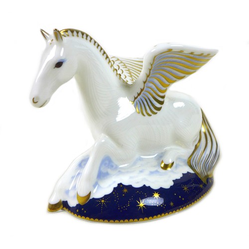 49 - A Royal Crown Derby paperweight, modelled as Pegasus, limited edition numbered 995/1750, with gold s... 
