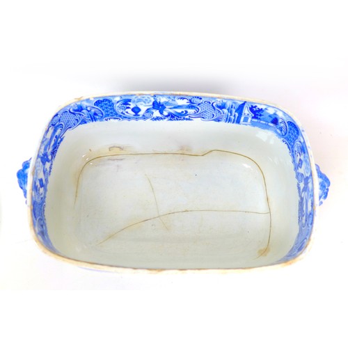 12 - Six pieces of 19th century blue and white porcelain, comprising four european tin glazed plates, lar... 