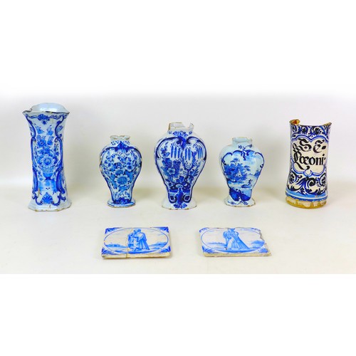10 - Seven 18th/19th century and later tin glazed and blue and white porcelain and stoneware, including a... 