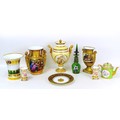 Eight pieces of 19th century style continental porcelain, including a Meissen style vase on stand, d... 