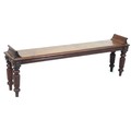 A Regency mahogany window seat, the rectangular seat with carved scroll ends, moulded decorative fri... 