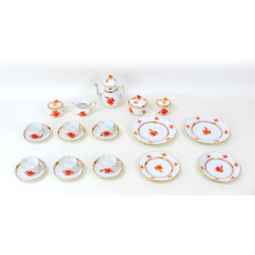 21 - A Herend hand painted part coffee set, decorated in the Chinese Bouquet Rust pattern, comprising cof... 