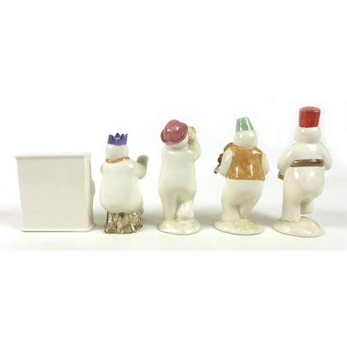 46 - A group of Royal Doulton Snowman figurines, comprising 'Drummer Snowman', DS15, 14.5cm high, 'Violin... 