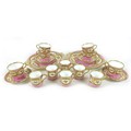 A Victorian Minton part tea and coffee service, decorated with pink band and gilt floral sprays, pat... 