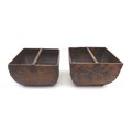 A pair of late 19th/early 20th century wooden Chinese rice buckets, both with single handles and met... 