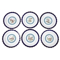 A set of six Royal Worcester china cabinet plates, retailed by Tiffany & Co, New York, circa 1918, w... 
