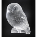 A modern Lalique clear crystal sculpture, modelled as 'Shivers Owl Figure', model number 1402100, et... 