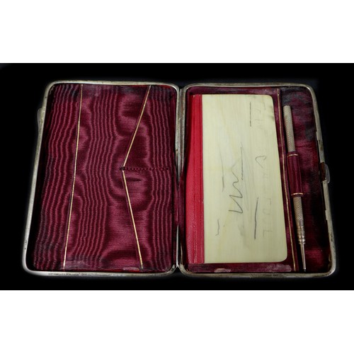 26 - Four Victorian and later silver cigarette and other cases, comprising a Victorian cigarette case, Jo... 