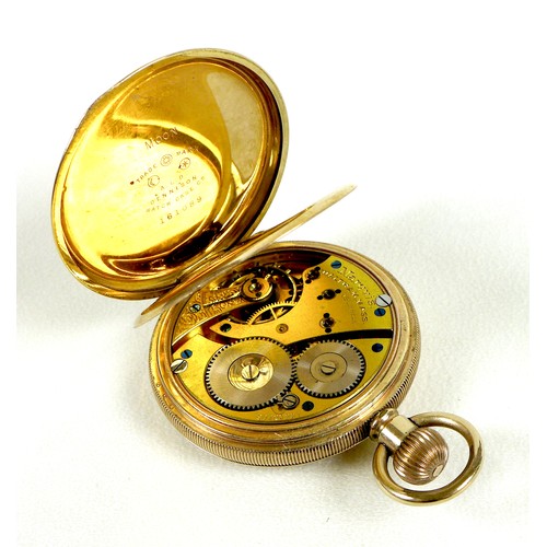 35 - Two gold plated pocket watches, comprising an American Waltham gold plated keyless wind half hunter ... 