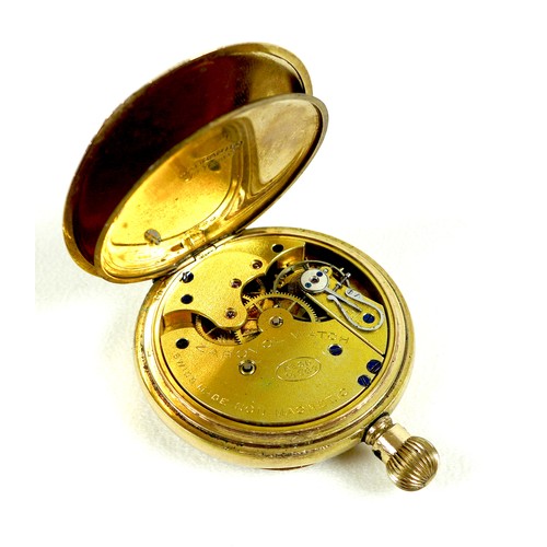 35 - Two gold plated pocket watches, comprising an American Waltham gold plated keyless wind half hunter ... 