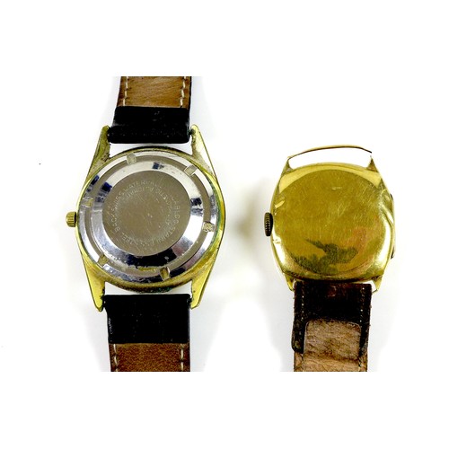 68 - Two gentleman's wristwatches, comprising an Art Deco 18ct gold cushion cased wristwatch, a/f damaged... 